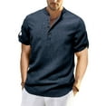 thumbnail image 1 of ITSAME Men's Henley T-Shirt, Summer 2025 Classic Fit Short Sleeve Fashion Causal Formal Tee Navy XL, 1 of 5