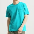 thumbnail image 1 of ITSAME Men's Short Sleeve T-Shirt, Crew Neck Cotton Pockets Solid Color Summer Causal Loose Tee Mint Green S, 1 of 9