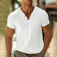 thumbnail image 1 of ITSAME Men's Short Sleeve T-Shirt, Solid Color Loose Cotton V Neck Summer Casual Beach Tee White 2XL, 1 of 4