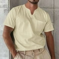 thumbnail image 1 of ITSAME Men's Short Sleeve Tee, Loose Fit V Neck Solid Color Pocket Summer Causal Beach Tee Khaki 2XL, 1 of 4