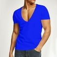 thumbnail image 1 of ITSAME Men's Short Sleeve Tee, Quick Drying Deep V Neck High Elastic Summer 2025 Casual Gym T-Shirt Blue L, 1 of 8