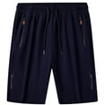 thumbnail image 1 of ITSAME Men's Sports Shorts, Zipper Pockets Drawstring Quick Drying Summer Casual Activewear Shorts Blue L, 1 of 8