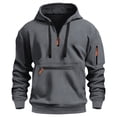 thumbnail image 1 of ITSAME Mens Hoodie with Multi-Pockets, Fall Winter Half Zipper Active Fit Pullover Fashion Hooded Sweatshirt Dark Gray L, 1 of 4
