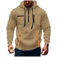 thumbnail image 1 of ITSAME Mens Hoodie with Zipper, Loose Fit Multi-Pockets Fashion Drawstring Hooded Athletic Casual Pullover Sweatshirt Khaki 2XL, 1 of 7