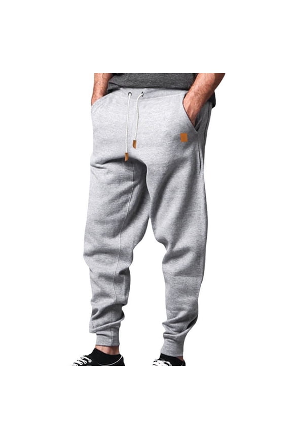 Mens Jogger Pants, Drawstring with Pockets Workout Running Sweatpants Athletic Tapered Trousers Gray 3XL