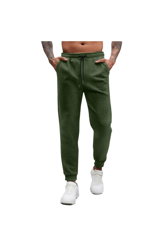 Mens Joggers with Pockets, Active Fit Athletic Trousers Drawstring Workout Tapered Sweatpants Army Green 2XL