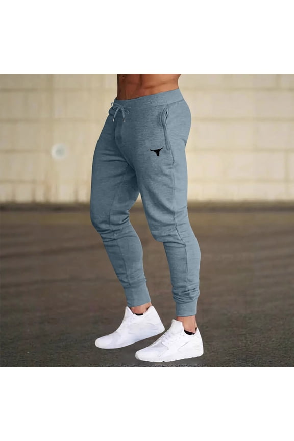 Mens Joggers with Pockets, Athletic Running Pants Outdoor Drawstring Workout Tapere Sweatpants Dark Gray L