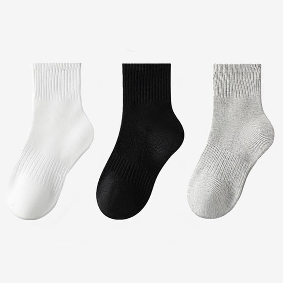 ITSAME Mid-Calf Socks for Boys Girls, Moisture-Wicking Breathable Cotton Comfort Odor Proof Socks 3-Pack Beige 3T