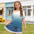 thumbnail image 1 of ITSAME One Shoulder T-Shirts for Girls Short Sleeve Tops Gradient Print Summer Loose Casual Tees Blue Size 9, 1 of 9