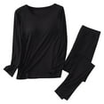 thumbnail image 1 of ITSAME Pajama Sets for Womens, Crewneck Loose Tops with Cups Casual Comfy Pants Loungewear 2-Piece Black S, 1 of 2