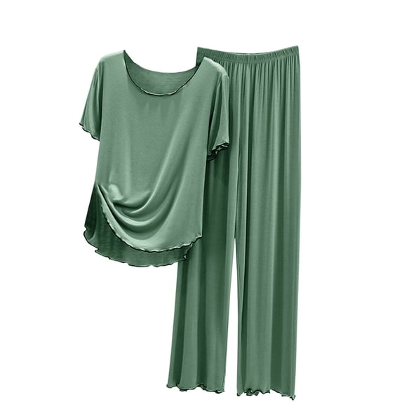 ITSAME Pajama Sets for Womens, Loose Short Sleeve Tops Elastic Waist Pants Sets Casual Comfy Loungewear Mint Green XL