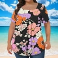 thumbnail image 1 of ITSAME Plus Size T-Shirts for Womens, Square Neck Short Sleeve Floral Summer Tunic Tops Orange L, 1 of 5