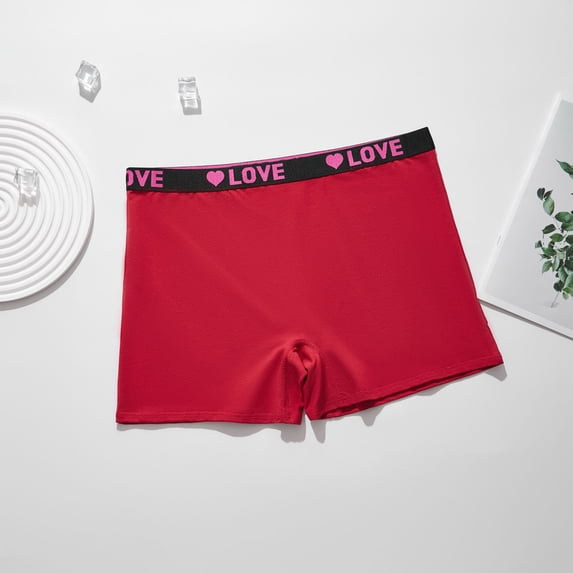 ITSAME Plus Size Underwear for Women High Waist Seamless Stretch Breathable Boyshorts Panties Red Size 2XL