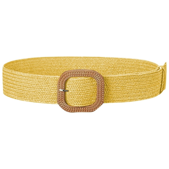 ITSAME Retro Belt for Womens, Elegant Adjustable Woven Jeans Skirt Pin Buckle Belt Yellow Free Size