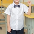 thumbnail image 1 of ITSAME School Uniform Shirt for Boys Girls, Turndown Collar Button Down Cotton Spring Fall Top for Kids White 6-7T, 1 of 9