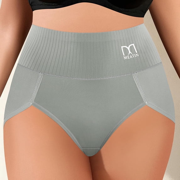 ITSAME Shaping Panties for Women Tummy Control Hip Lifting Stretch High Waisted Underwear Gray Size S