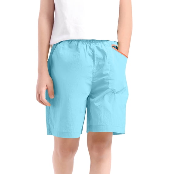 ITSAME Shorts for Boys, Elastic Waist with Pockets Loose Fit Summer Athletic Casual Shorts Blue Size 5-6