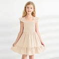 thumbnail image 1 of ITSAME Sleeveless Dresses for Girls, Backless Square Neck Pleated Spring Summer Casual Dresses Beige 8-9T, 1 of 6