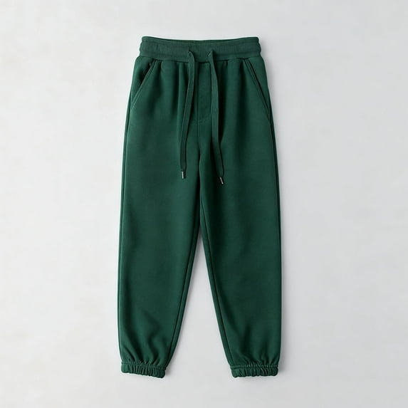 ITSAME Sweatpants for Boys Girls, Casual Sport Drawstring School Uniform Tapered Pants Green 4-5T