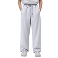 thumbnail image 1 of ITSAME Sweatpants for Boys Girls, Sport Leisure Wide Leg Elastic Waist School Uniform Pants with Pockets White 12T, 1 of 5