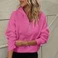 thumbnail image 1 of ITSAME Sweatshirt for Womens, Long Sleeve Half Zipper Loose Fashion Fall Winter Pullover Tops Hot Pink S, 1 of 6