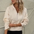 thumbnail image 1 of ITSAME Sweatshirt for Womens, Long Sleeve Loose Fashion Half Zipper Fall Winter Pullover Tops Beige M, 1 of 8