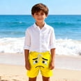 thumbnail image 1 of ITSAME Swim Trunks for Boys, Elastic Waist Loose Fit Funny Expression Print Summer Casual Trendy Beach Shorts Yellow 11T, 1 of 6