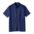 thumbnail image 1 of ITSAME T-Shirt for Mens, Buttons V Neck Solid Color Solid Color Summer Causal Breathable Tee Navy M, 1 of 9
