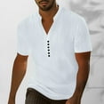 thumbnail image 1 of ITSAME T-Shirt for Mens, Solid Color Solid Color Buttons V Neck Summer Causal Breathable Tee White L, 1 of 9