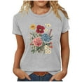 thumbnail image 1 of ITSAME T-Shirt for Womens, Short Sleeve Round Neck Graphic Tees Summer Casual Pullover Tops Gray M, 1 of 3