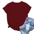 thumbnail image 1 of ITSAME T-Shirts for Womens, Crew Neck Solid Color Short Sleeve Summer Basic Daily Tees Wine XL, 1 of 4