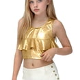thumbnail image 1 of ITSAME Tank Top for Girls, Round Neck Ruffled Sequin Carnival Glitter Party Performance Costumes for Kids Gold 13-14T, 1 of 5