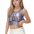thumbnail image 1 of ITSAME Tank Top for Girls, Round Neck Sequin Ruffled Carnival Glitter Party Performance Costumes for Kids Purple 5-6T, 1 of 4