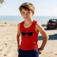 thumbnail image 1 of ITSAME Tank Tops for Kids Boys, Loose Fit Funny Face Print Crewneck Summer Casual Stylish Active Shirt Red 12T, 1 of 6