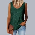 thumbnail image 1 of ITSAME Tank Tops for Womens, Sequin Round Neck Fashion Sleeveless Fashion Cami Blouses Green XL, 1 of 6