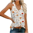 thumbnail image 1 of ITSAME Tank Tops for Womens, Sleeveless V Neck Floral Summer Casual Loose Blouse Orange XL, 1 of 7
