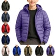 thumbnail image 1 of ITSAME Teen Boys Hooded Puffer Jacket Solid Color Lightweight Keep Warm Quilted Winter Coat Pink Size 14, 1 of 1