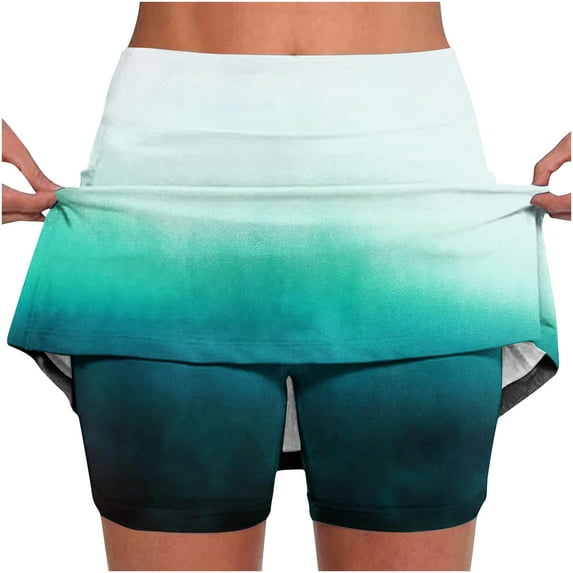 ITSAME Tennis Skirts for Womens, Gradient High Waist Pleated Golf Tummy Control Sports Skorts Multicolor