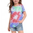 thumbnail image 1 of ITSAME Tie-Dye Print Shirts for Girls, Short Sleeve Crewneck Loose Fit Summer Leisure Fashion T-Shirts Red 13-14T, 1 of 5