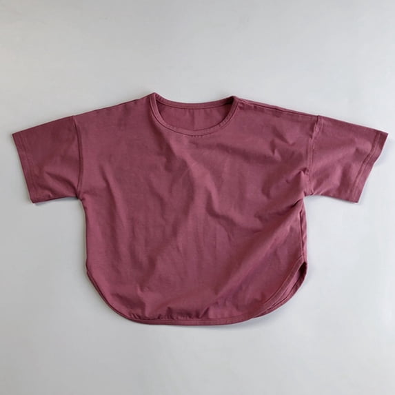 ITSAME Toddler Boys Cotton T-Shirts Loose Fit Crewneck Tops Summer Basic Casual Tees Red Size 3