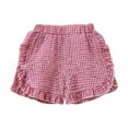 thumbnail image 1 of ITSAME Toddler Girls Casual Shorts, Plaid Print Ruffle Elastic Waist Summer Thin Versatile Shorts Red 12-18M, 1 of 8