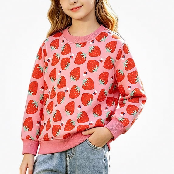 ITSAME Toddler Girls Cotton Sweatshirt (1-7) Long Sleeve Crewneck Pullover Cute Print Kids Comfort Casual Top Size 5T