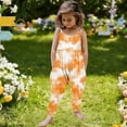 thumbnail image 1 of ITSAME Toddler Girls Jumpsuit, Tie-Dye Print Backless Spaghetti Strap Summer Fashion Lightweight Romper Orange 5T, 1 of 6