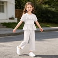 thumbnail image 1 of ITSAME Toddler Girls Outfit Set Crewneck Ruffle Top and Pants 2-Piece Summer Loose Casual Clothes White Size 1-2, 1 of 8