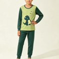 thumbnail image 1 of ITSAME Two Piece Outfits for Boys Cartoon Print Long Sleeve Top and Pants Comfy Cotton Loungewear Set Green Size 3T, 1 of 7