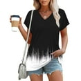 thumbnail image 1 of ITSAME Women's Graphic Blouse, V Neck Short Sleeve Loose Fit Summer Casual Dressy Tops Black M, 1 of 5