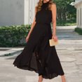 thumbnail image 1 of ITSAME Women's Maxi Dress, Sleeveless Irregular Hem Summer Beach Flowy Dress Sexy Ruffles Long Dresses Black L, 1 of 3