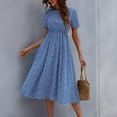 thumbnail image 1 of ITSAME Women's Midi Dress, Lightweight Comfy Short Sleeve Crew Neck Summer Casual Flowy Dresses Blue L, 1 of 9