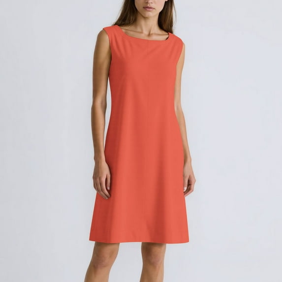 ITSAME Women's Mini Dress, Sleeveless Crew Neck Cotton Linen Summer Casual Loose Dresses Orange M