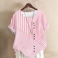 thumbnail image 1 of ITSAME Women's Plus Size Blouses, Short Sleeve Striped Print Round Neck Loose Casual T-Shirts Pink Size 4XL, 1 of 5
